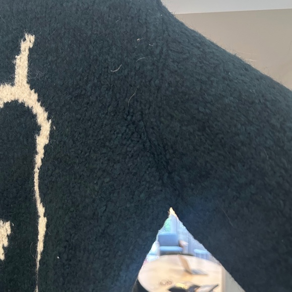 PALOMA - Stunning Dark Teal and Ivory Wool Blend Face Sweater - Size L. - Picture 6 of 11